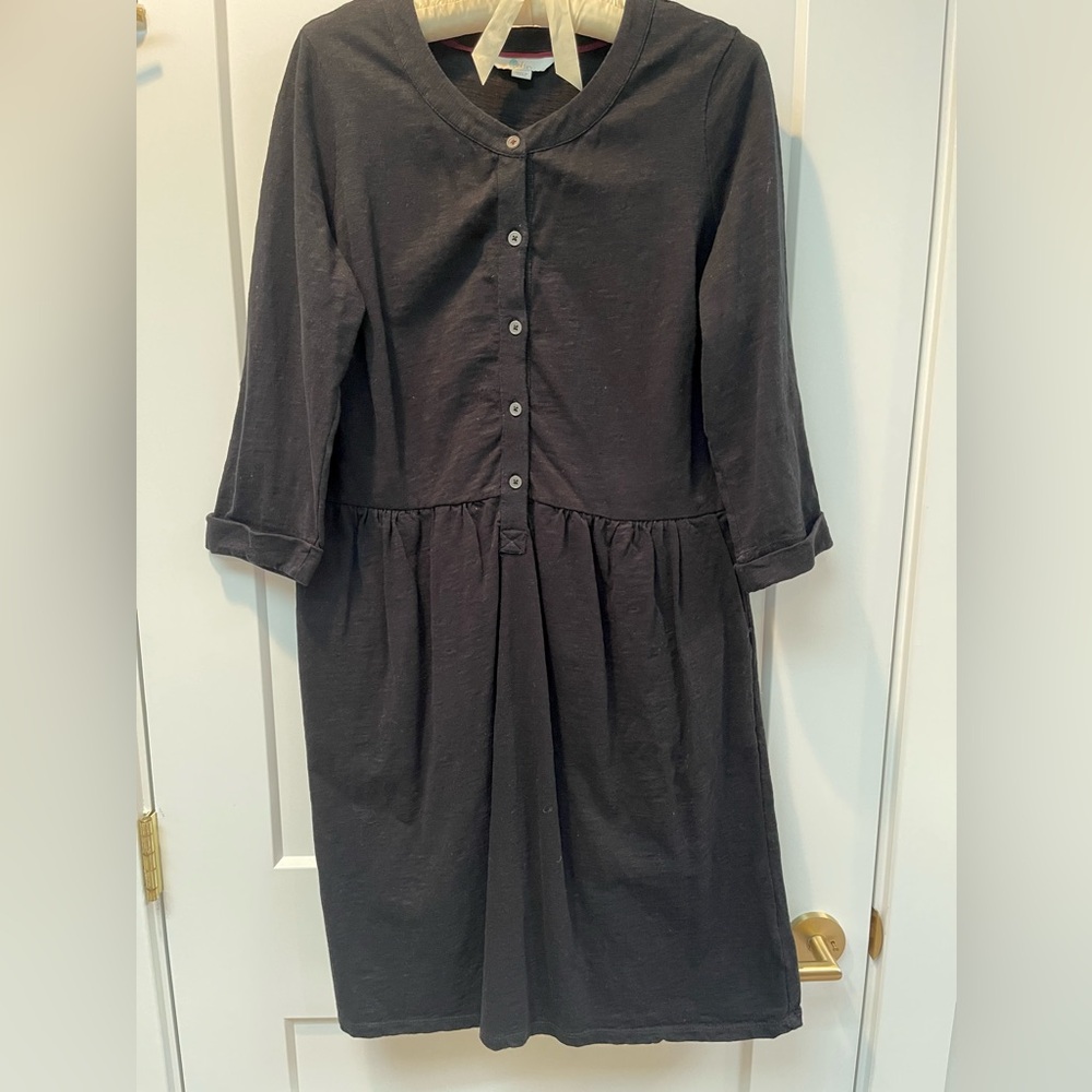 Boden Long Sleeve Jersey Dress Black Size 10